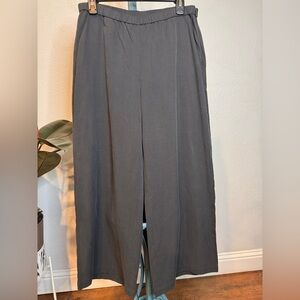 Eileen Fisher 100% Tencel wide leg Charcoal Grey casual Trousers Medium career